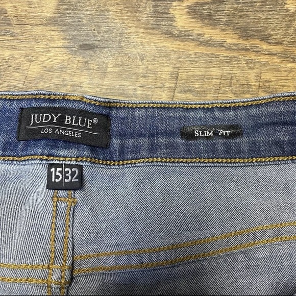 Judy Blue Slim Fit Distressed Jeans Womens 15/32 Blue Denim JB82172 Stretch - Picture 4 of 10